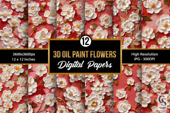 3D Oil Paint Floral Texture Patterns for Creative Projects