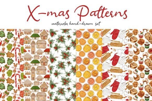 Christmas Patterns Hand-drawn PNG Set