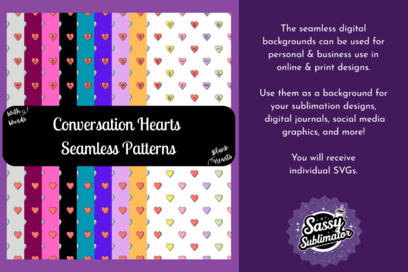 Conversation Hearts Seamless Patterns