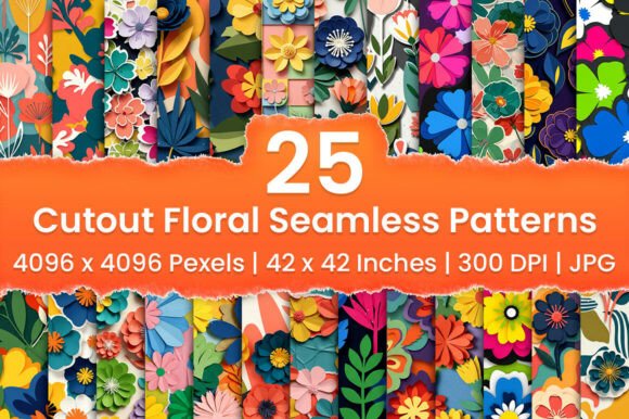 Cutout Floral Seamless Patterns