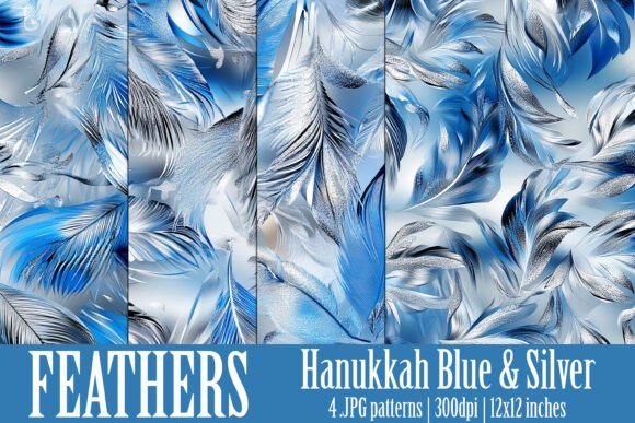 Hanukkah Colors Feather Patterns, S3