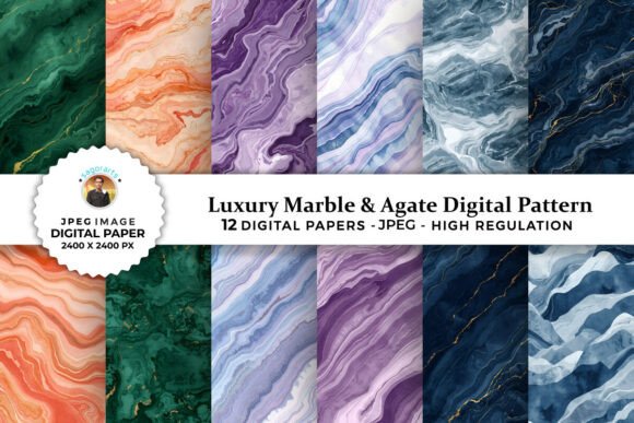 Luxury Marble Agate Digital Patterns: Elevating Creative Projects with Elegance and Precision