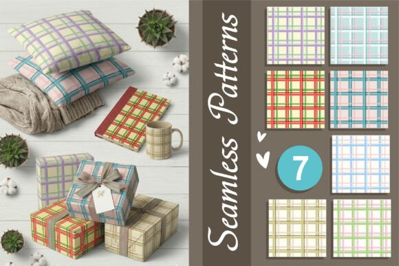 Pastel Plaid Seamless Vector Patterns