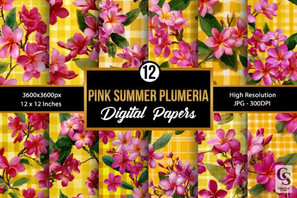 Pink Summer Plumeria Flowers Patterns