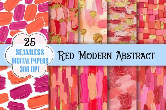 Red Modern Abstract Seamless Patterns