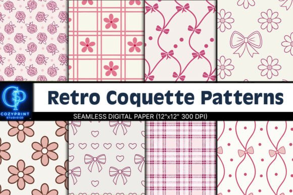 Retro Coquette Patterns Digital Paper