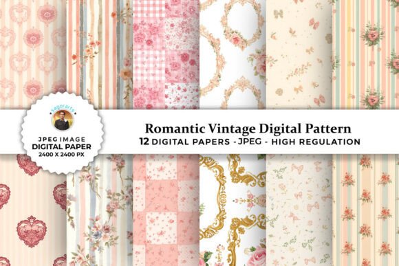 Romantic Vintage Floral Digital Patterns for Creative Projects