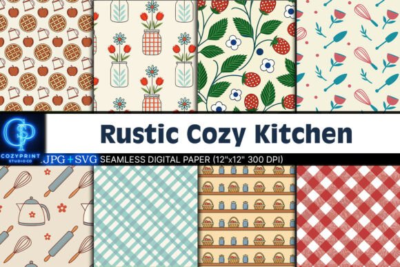 Rustic Cozy Kitchen Cooking Patterns for Creative Digital Design