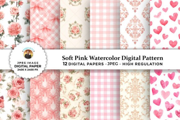 Soft Pink Watercolor Digital Patterns for Creative Projects