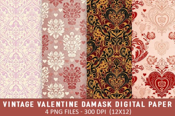 Valentine Damask Seamless Patterns for Creative and Practical Use