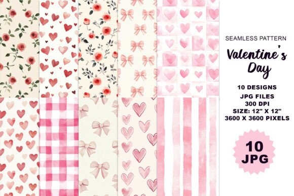 Valentine Seamless Patterns Watercolor