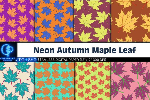 Vibrant Maple Leaf Seamless Patterns