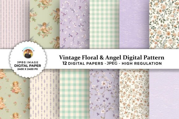 Vintage Floral Angel Digital Patterns for Creative Expression